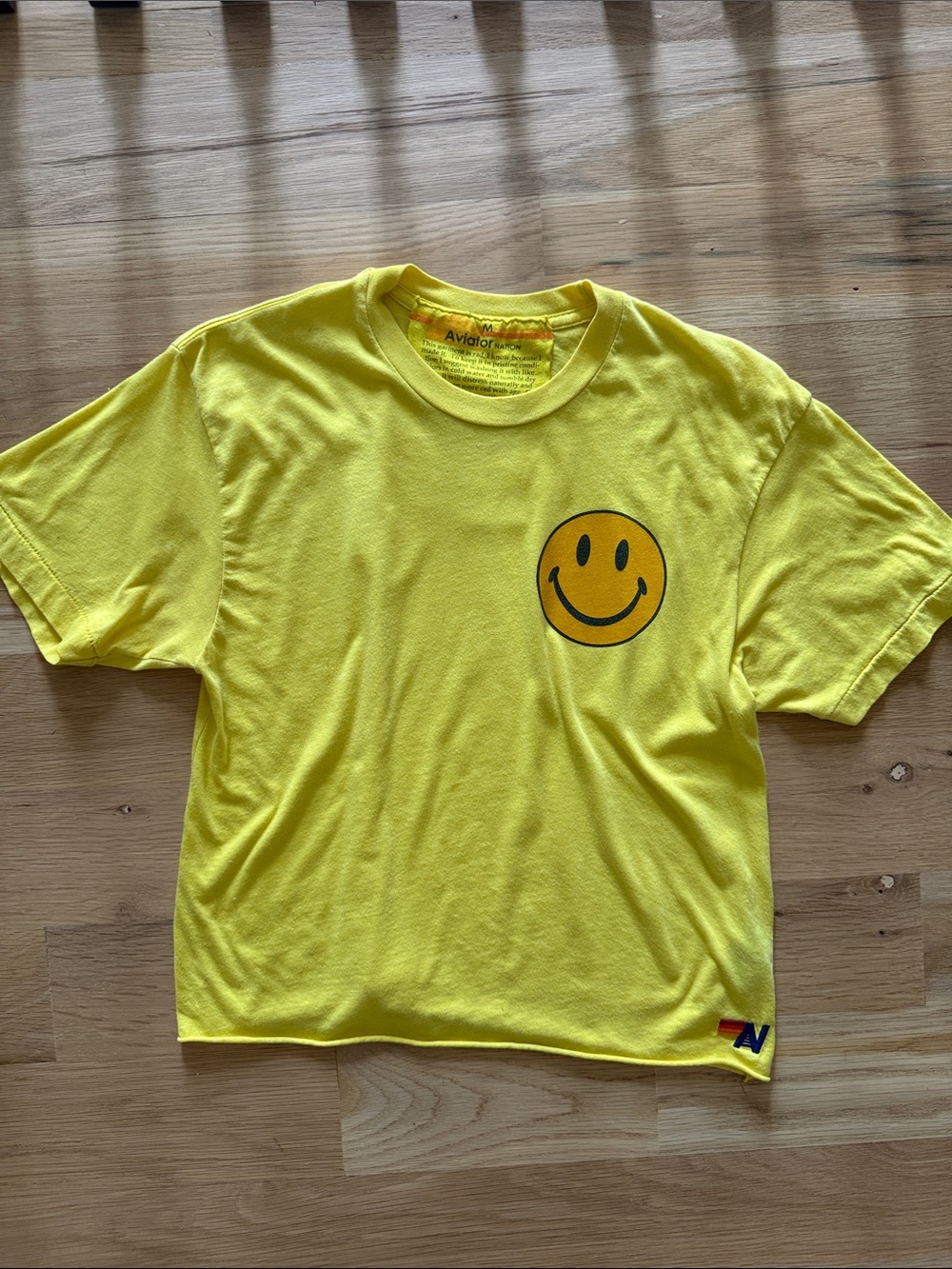 Aviator Nation Women’s Neon Yellow Smiley Face Short-Sleeve Tee Medium $88